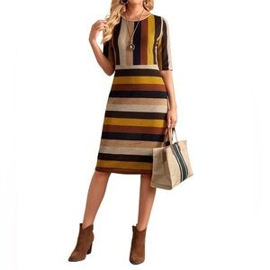 EMERY ROSE Multicolor Striped Pullover Sweater Dress
